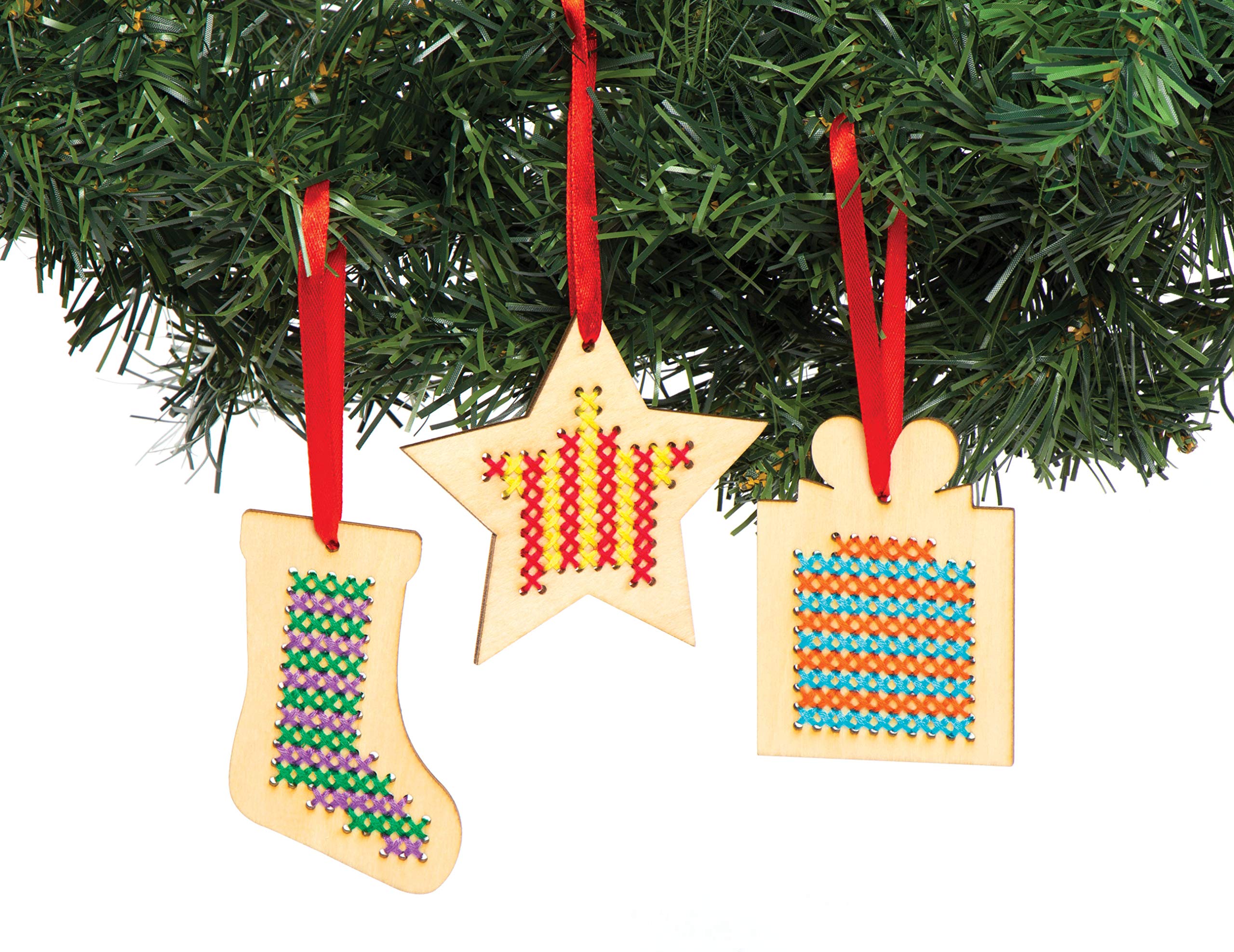 Amazon | クリスマス 木製 クロスステッチ オーナメント